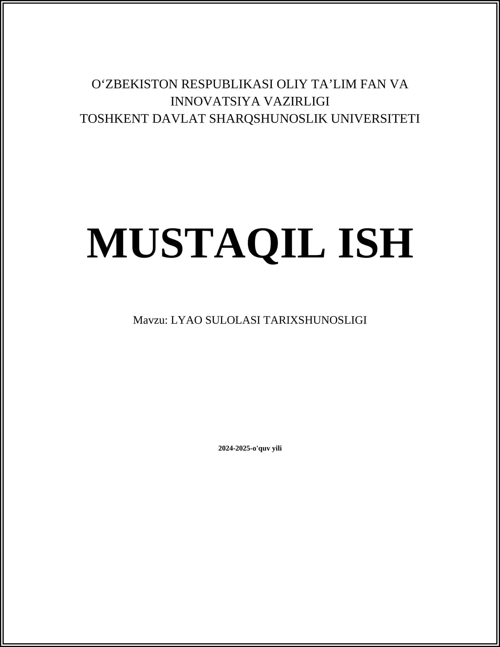 LYAO SULOLASI TARIXSHUNOSLIGI 1