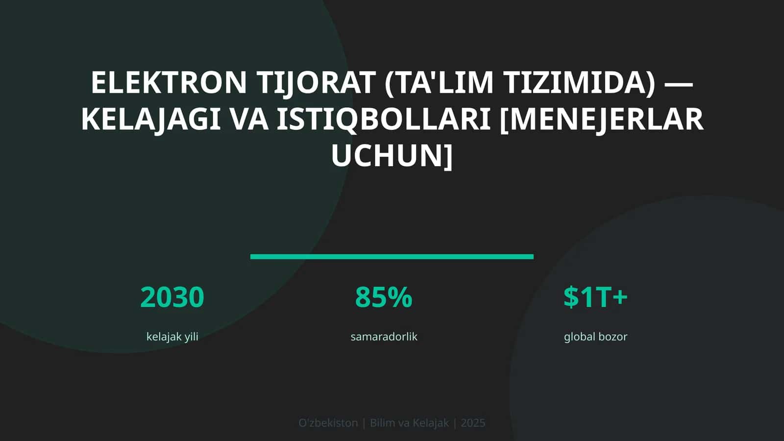 Elektron tijorat (ta'lim tizimida) — kelajagi va istiqbollari [menejerlar uchun] 1