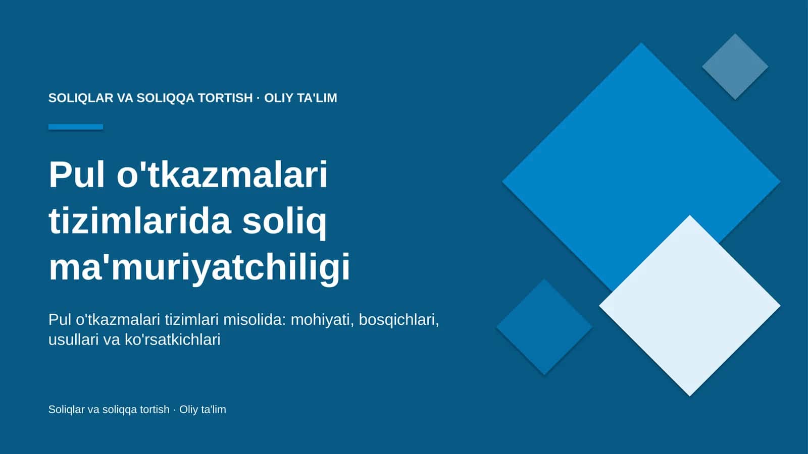 pul o'tkazmalari tizimlarida soliq ma'muriyatchiligi 3820 1
