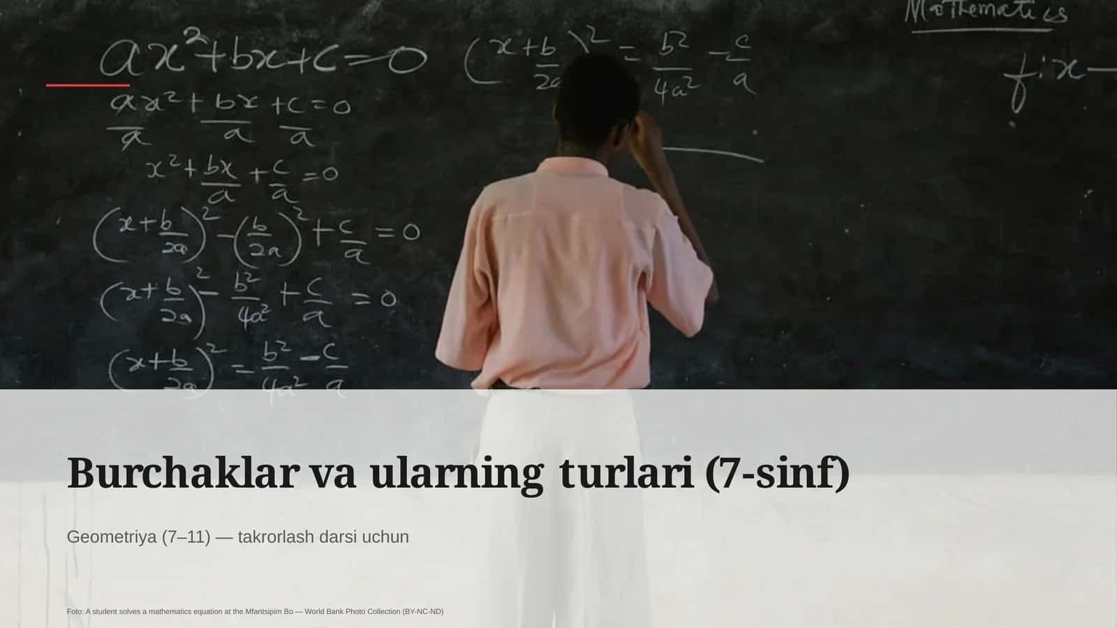 Burchaklar va ularning turlari (7-sinf) 1