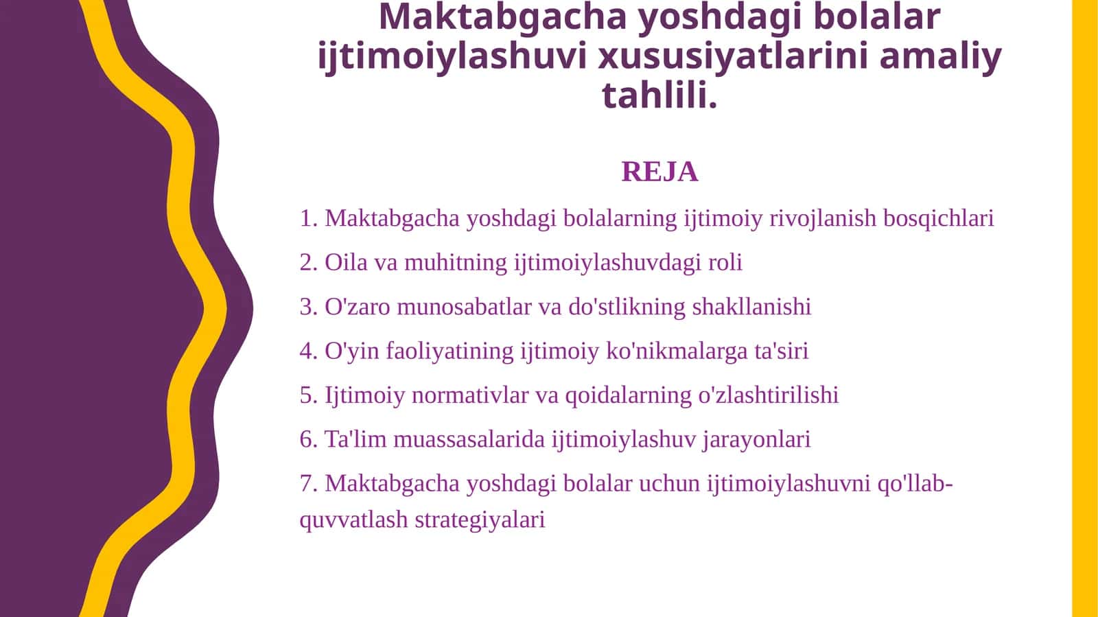 Maktabgacha yoshdagi bolalar ijtimoiylashuvi xususiyatlarini amaliy tahlili. 1