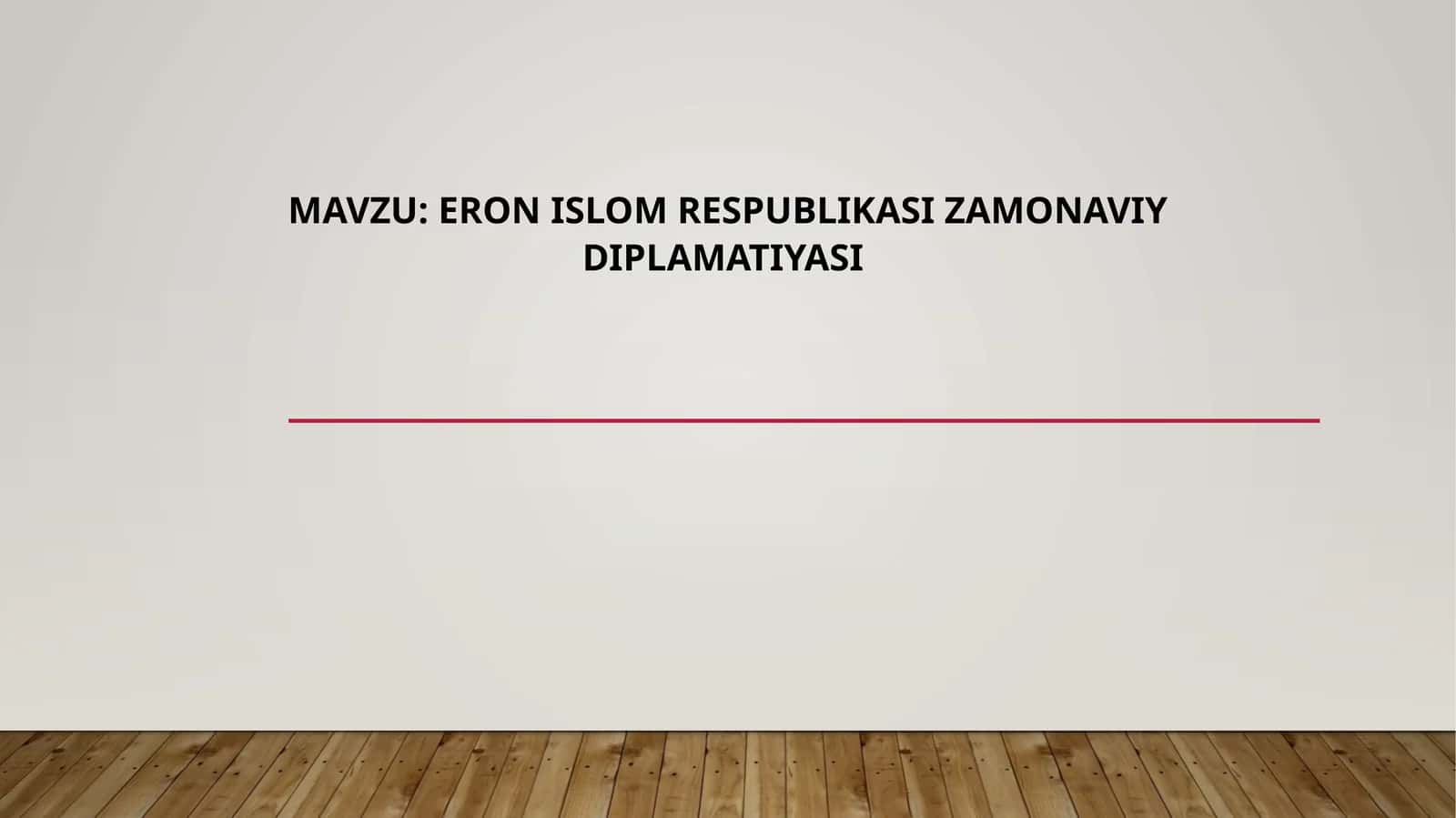 Eron Islom Respublikasi zamonaviy diplomatiyasi 1
