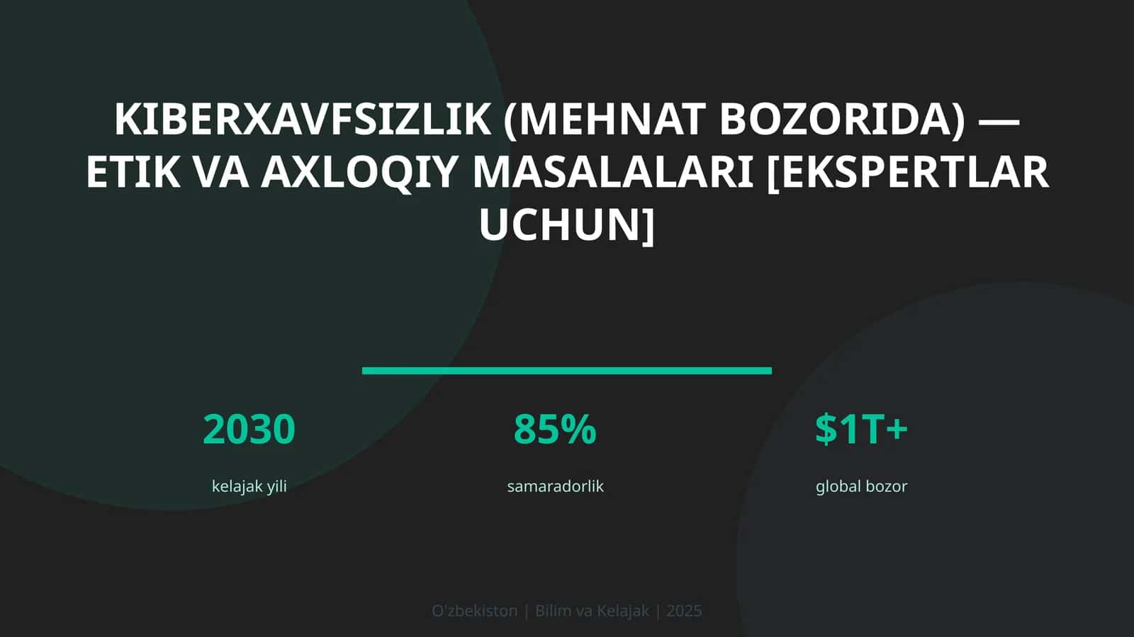 KIBERXAVFSIZLIK (MEHNAT BOZORIDA) — ETIK VA AXLOQIY MASALALARI [EKSPERTLAR UCHUN] 1