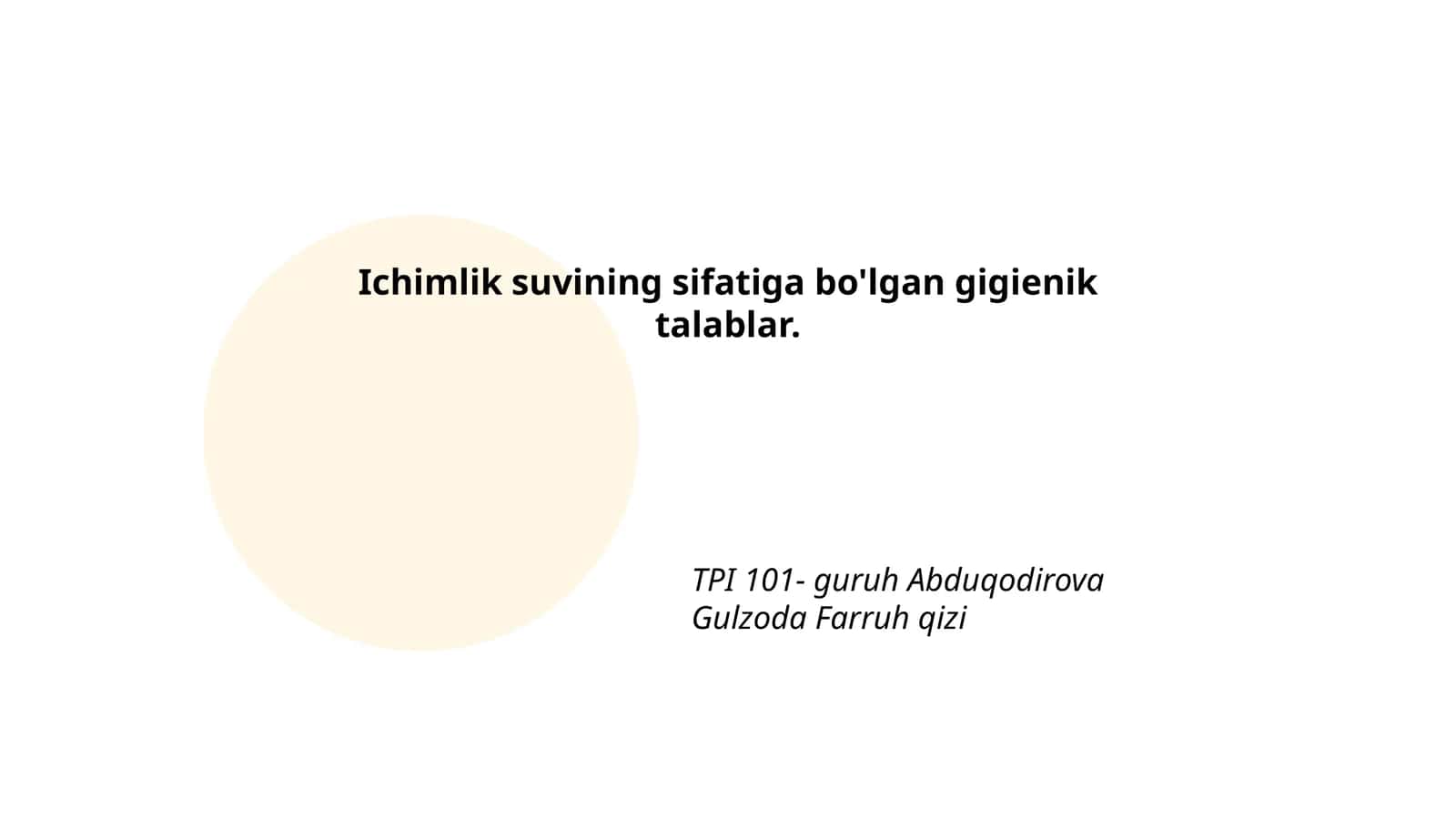 Ichimlik suvining fizikaviy xususiyatlari 1