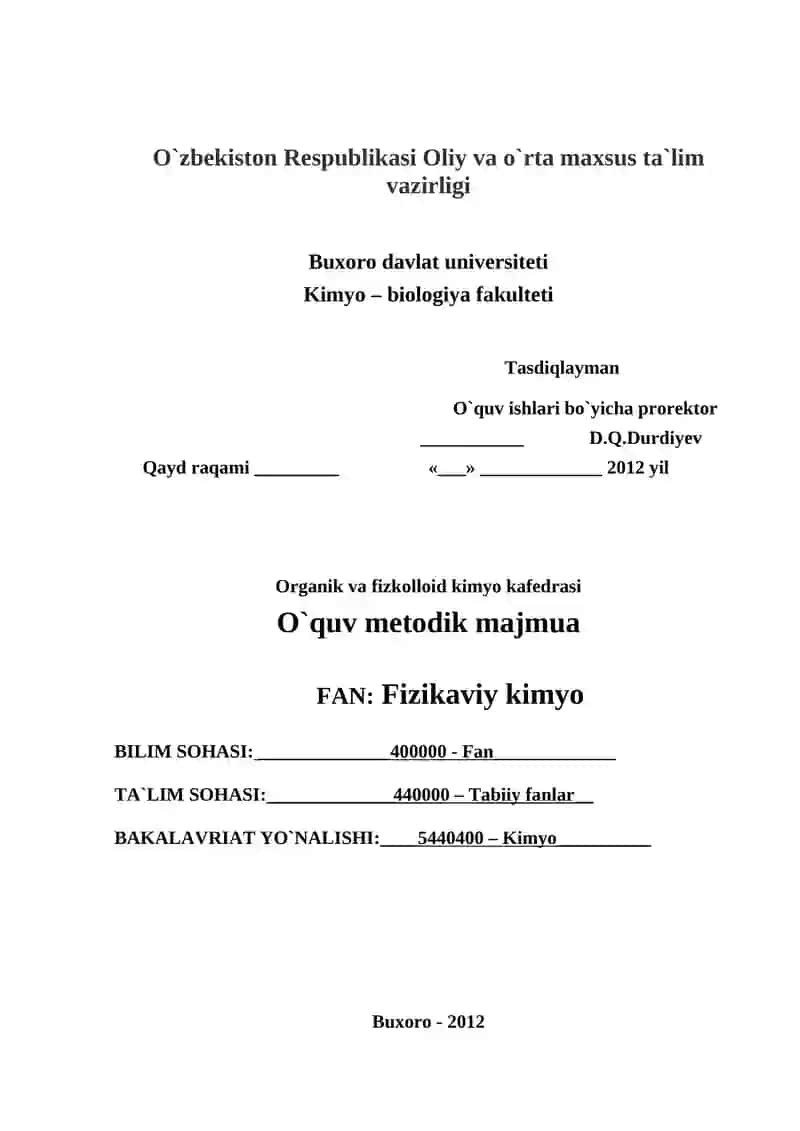 O`quv metodik majmua