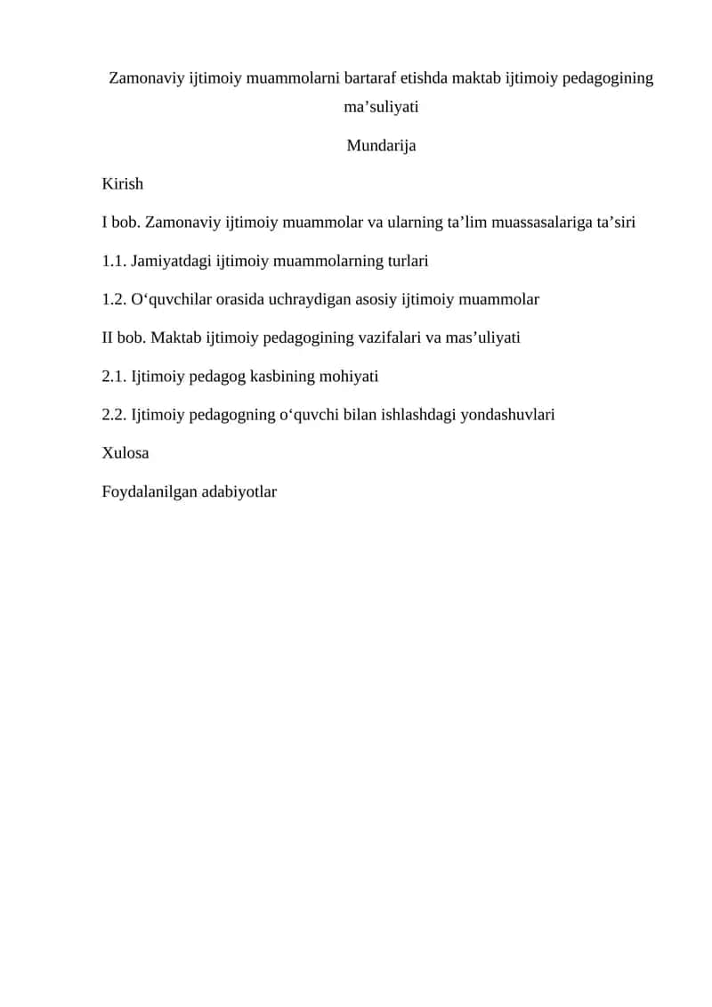 Zamonaviy ijtimoiy muammolarni bartaraf etishda maktab ijtimoiy pedagogining ma'suliyati 1