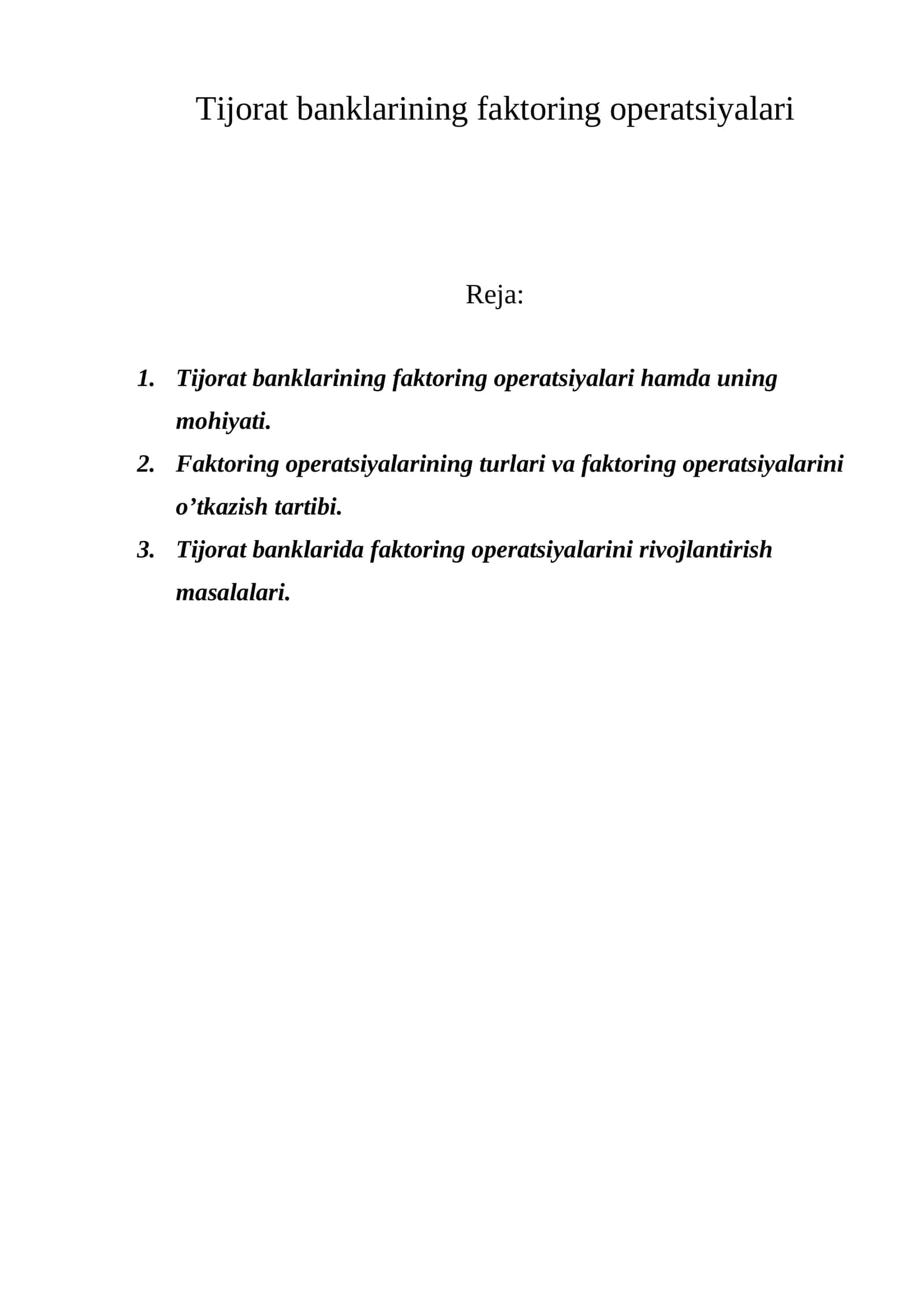 Tijorat banklarining faktoring operatsiyalari 1