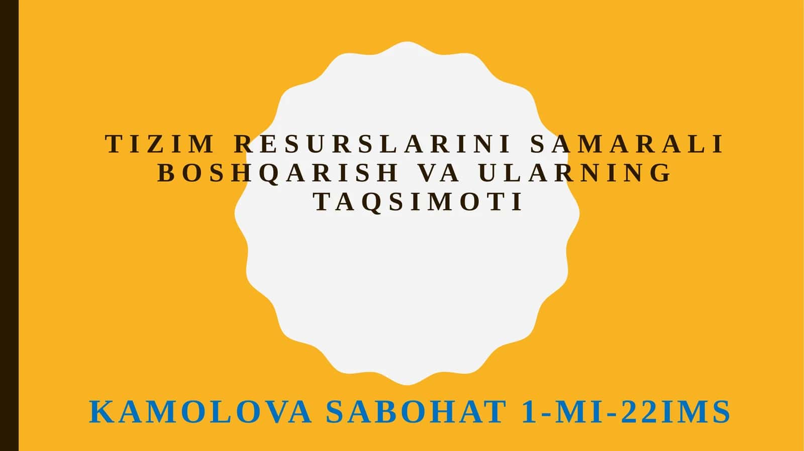 Tizim resurslarini samarali boshqarish vaularning taqsimoti 1