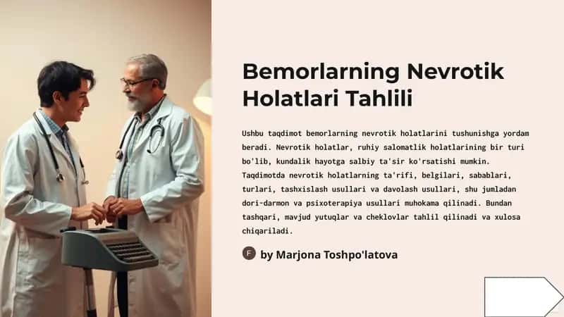 Bemorlarning Nevrotik Holatlari Tahlili 1