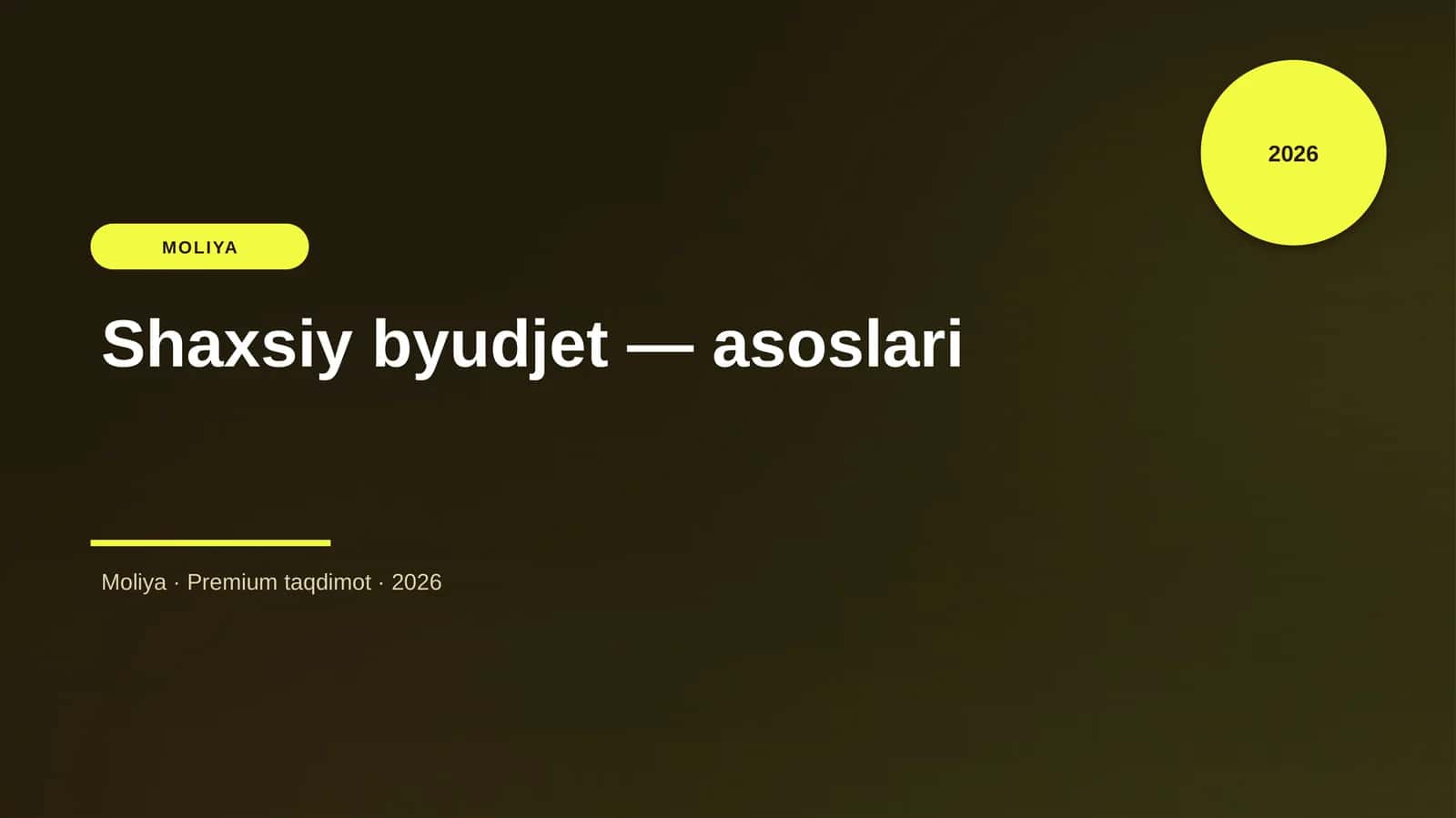 Shaxsiy byudjet — asoslari 1