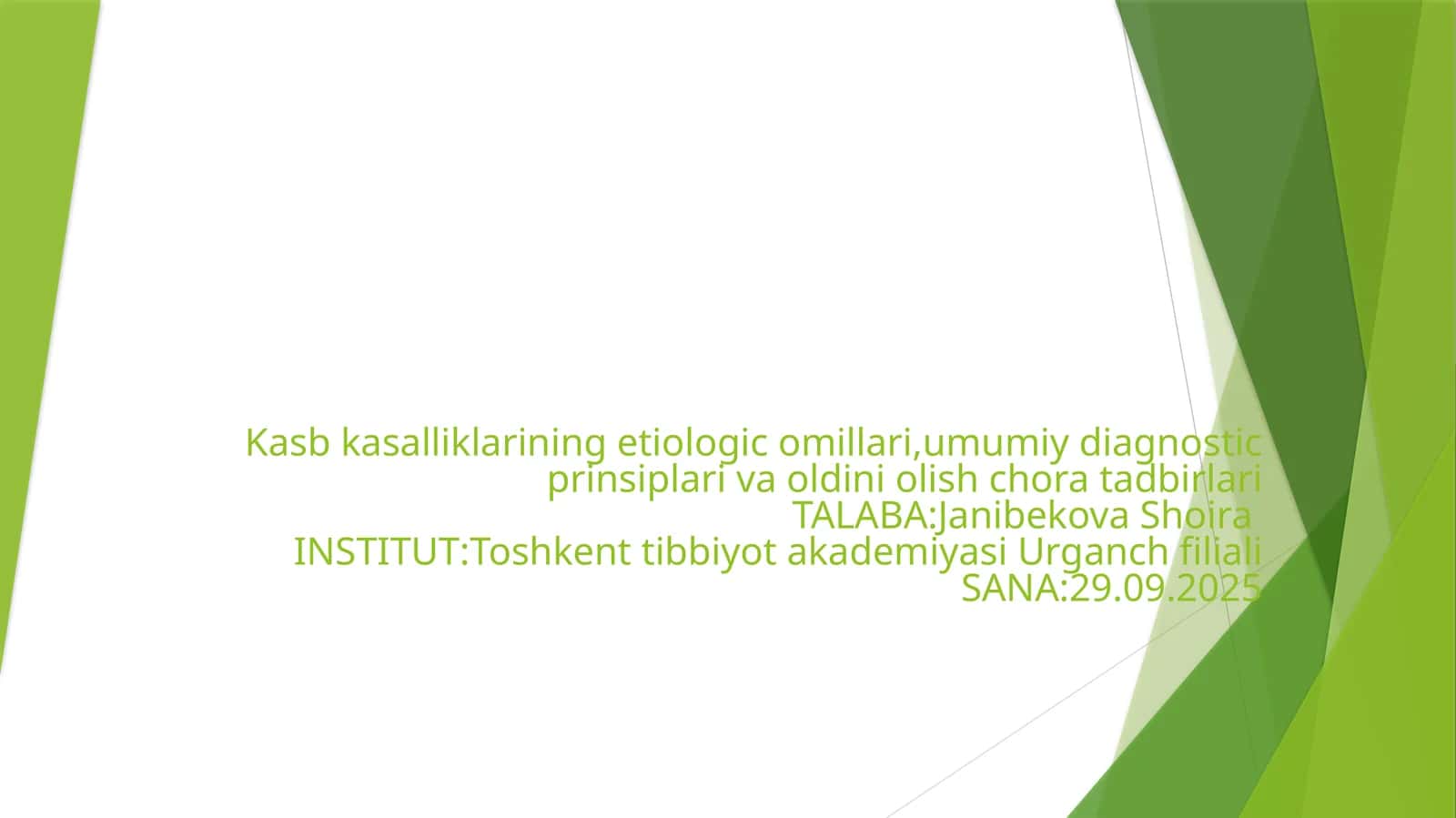 Kasbkasalliklarining etiologic omillari 1