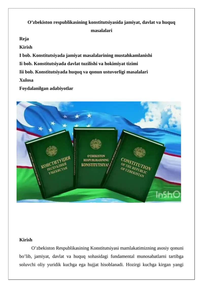 O’zbekiston Respublikasining Konstitutsiyasi 1