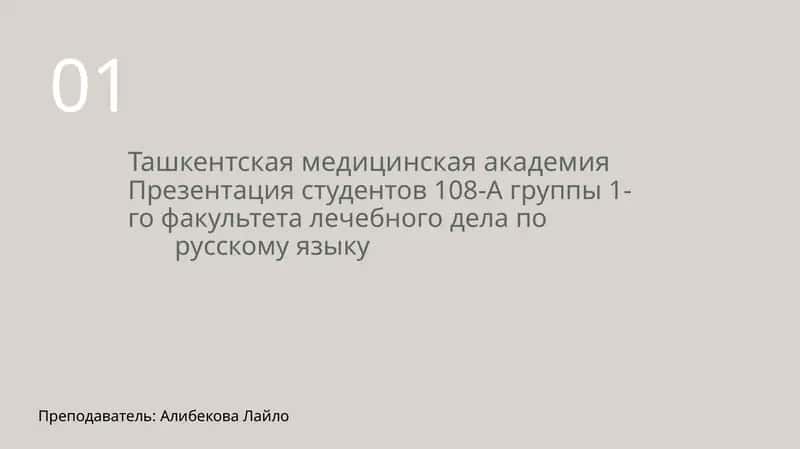 Презентация студентов 108-A группы 1-го факультета лечебного дела по русскому языку 1