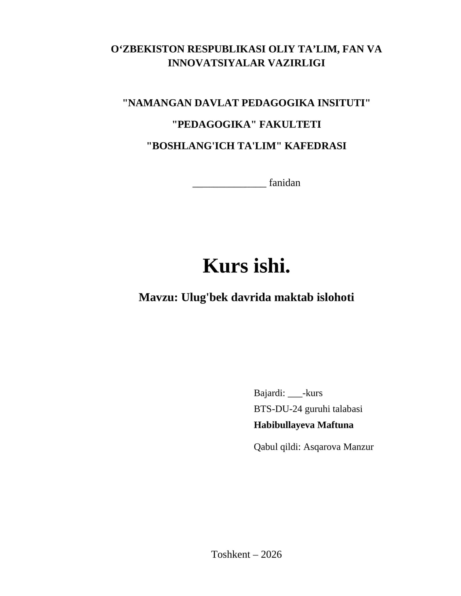 Ulug'bek davrida maktab islohoti 1