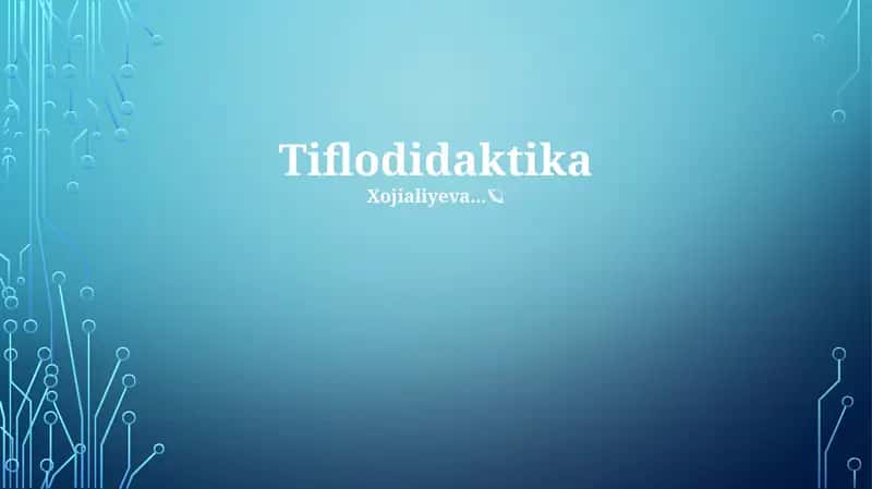 Ko'rlar pedagogikasi 1