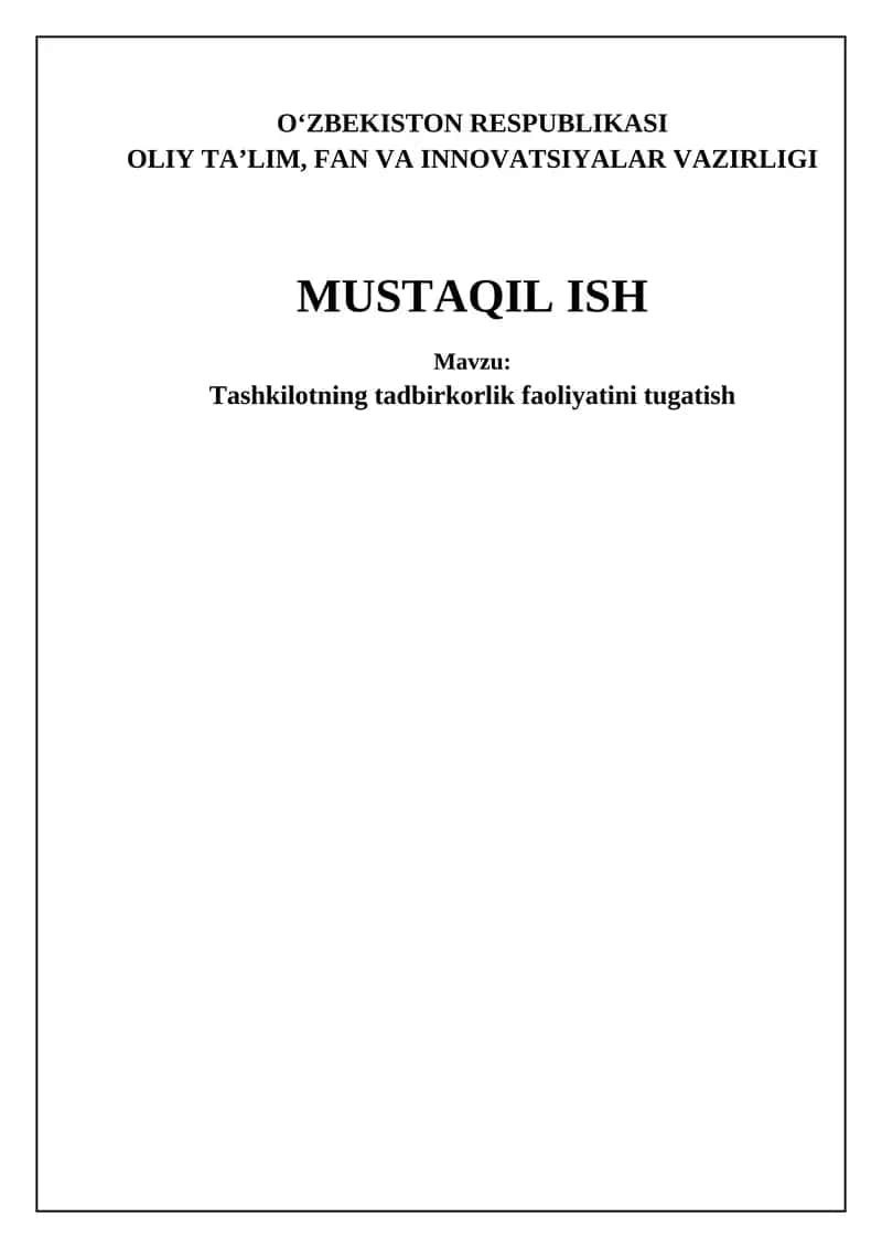 Tadbirkorlik faoliyatini tugatish 1