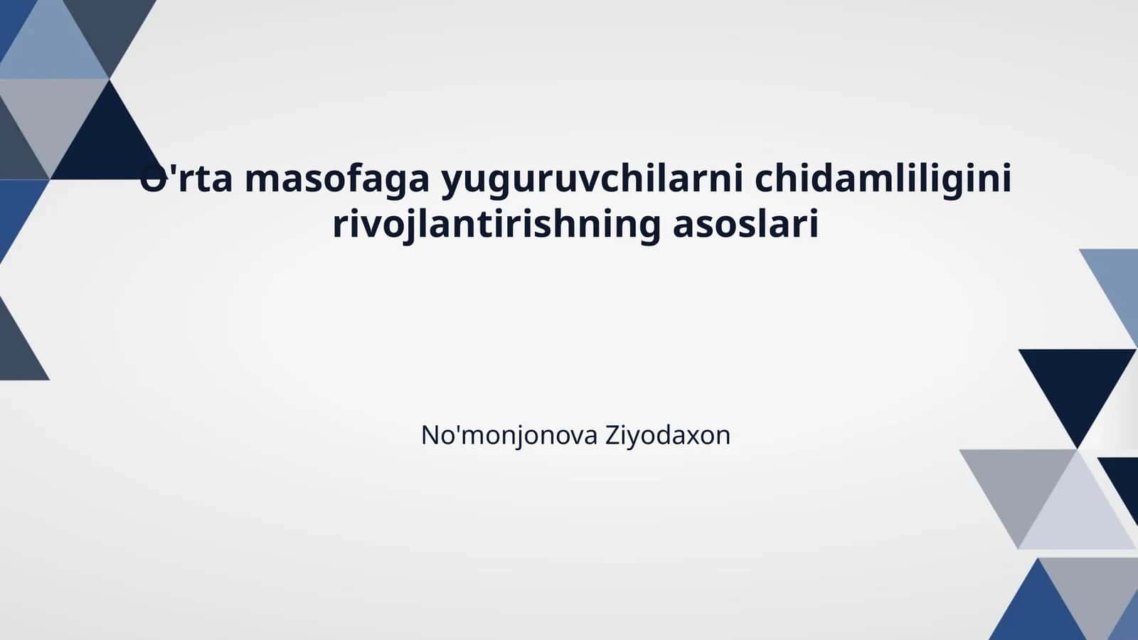 O'rta masofaga yuguruvchilarni chidamliligini rivojlantirishning asoslari 1