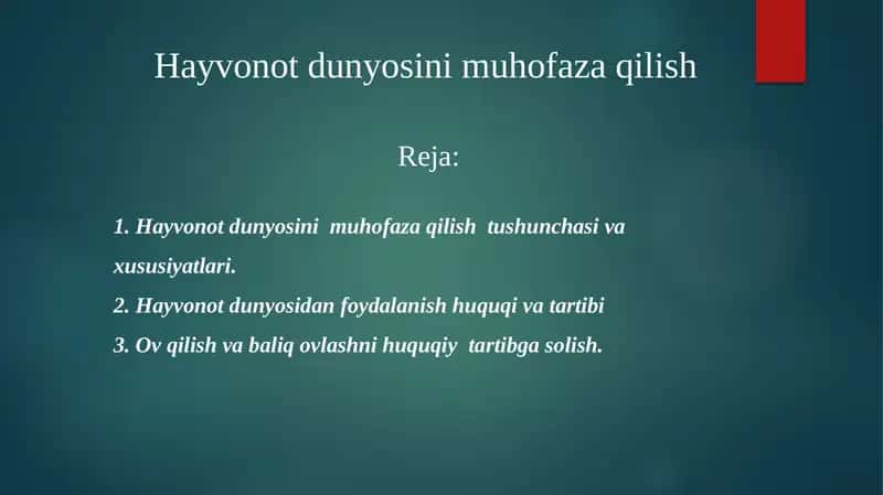 Hayvonotolam muhofaza qilish 1