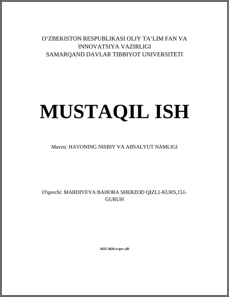 HAVONING NISBIY VA ABSALYUT NAMLIGI 1