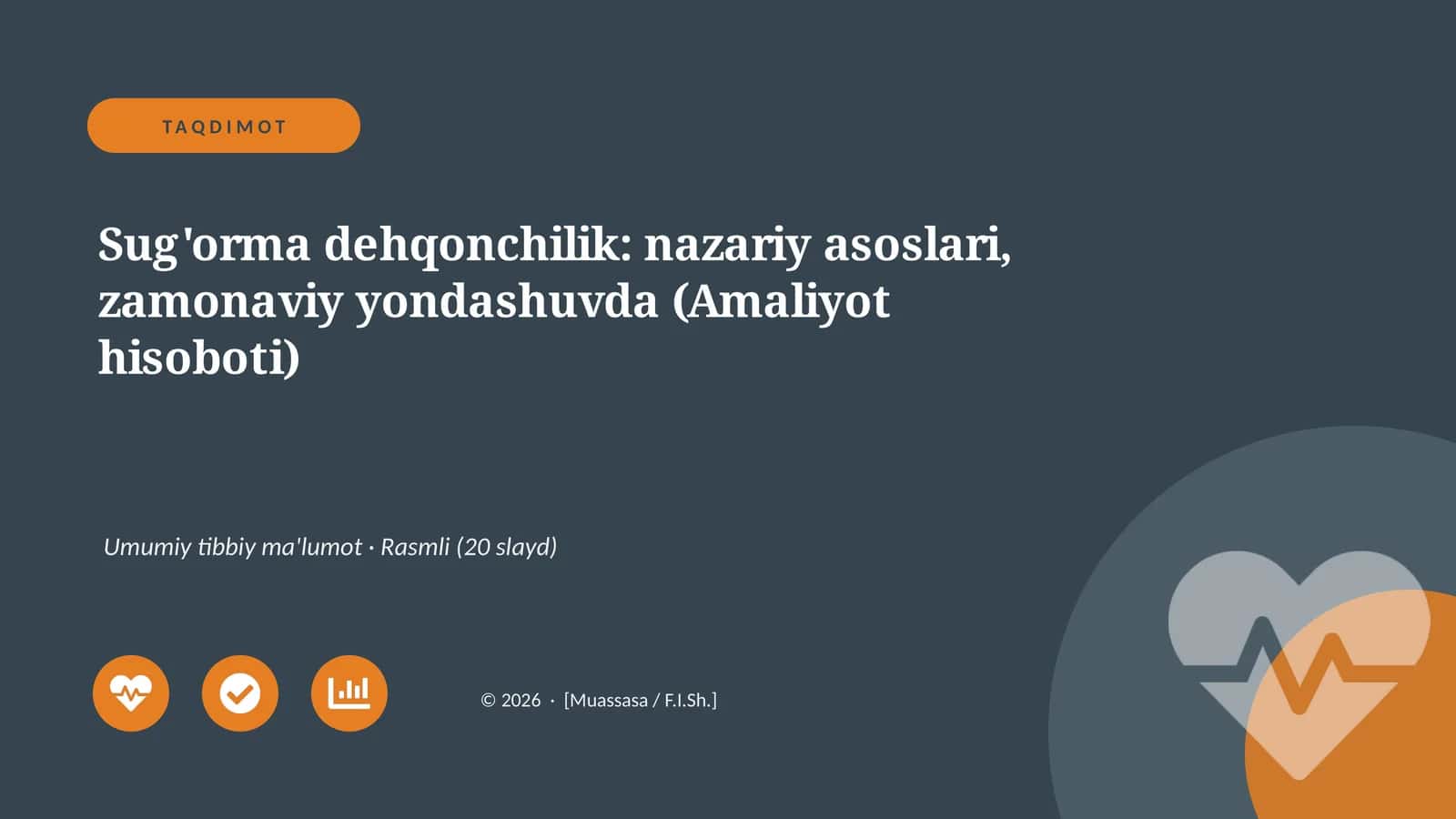 Sug'orma dehqonchilik: nazariy asoslari, zamonaviy yondashuvda (Amaliyot hisoboti) 1