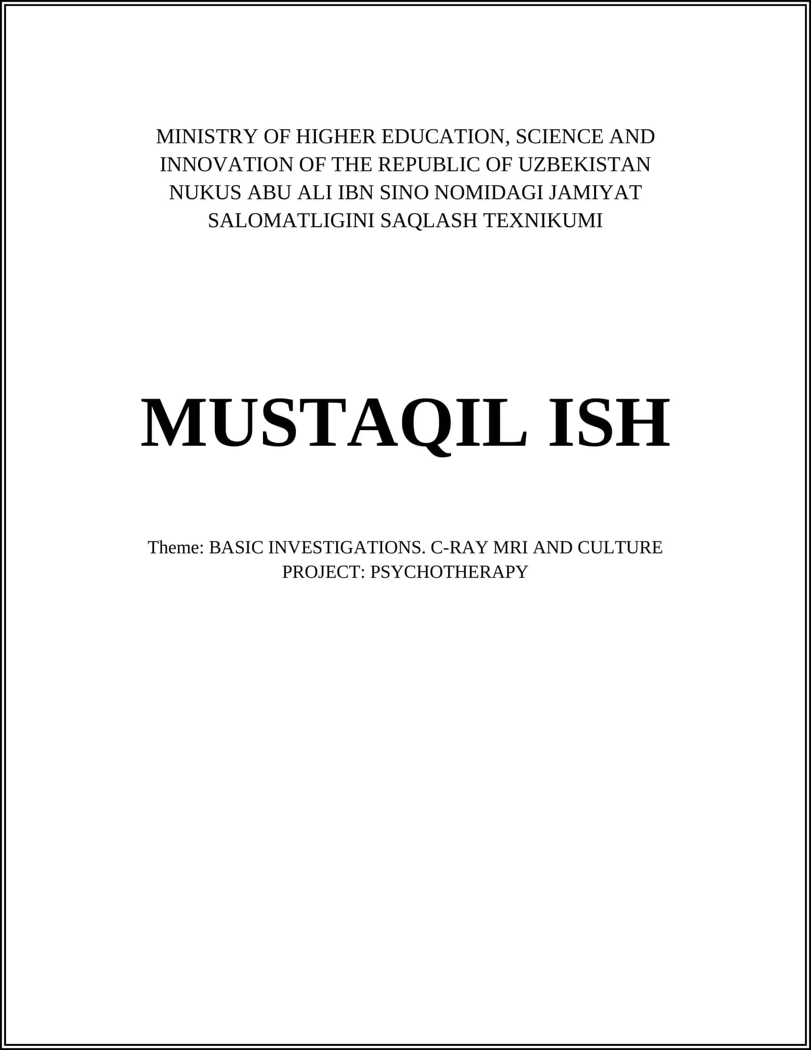 BASIC INVESTIGATIONS 1