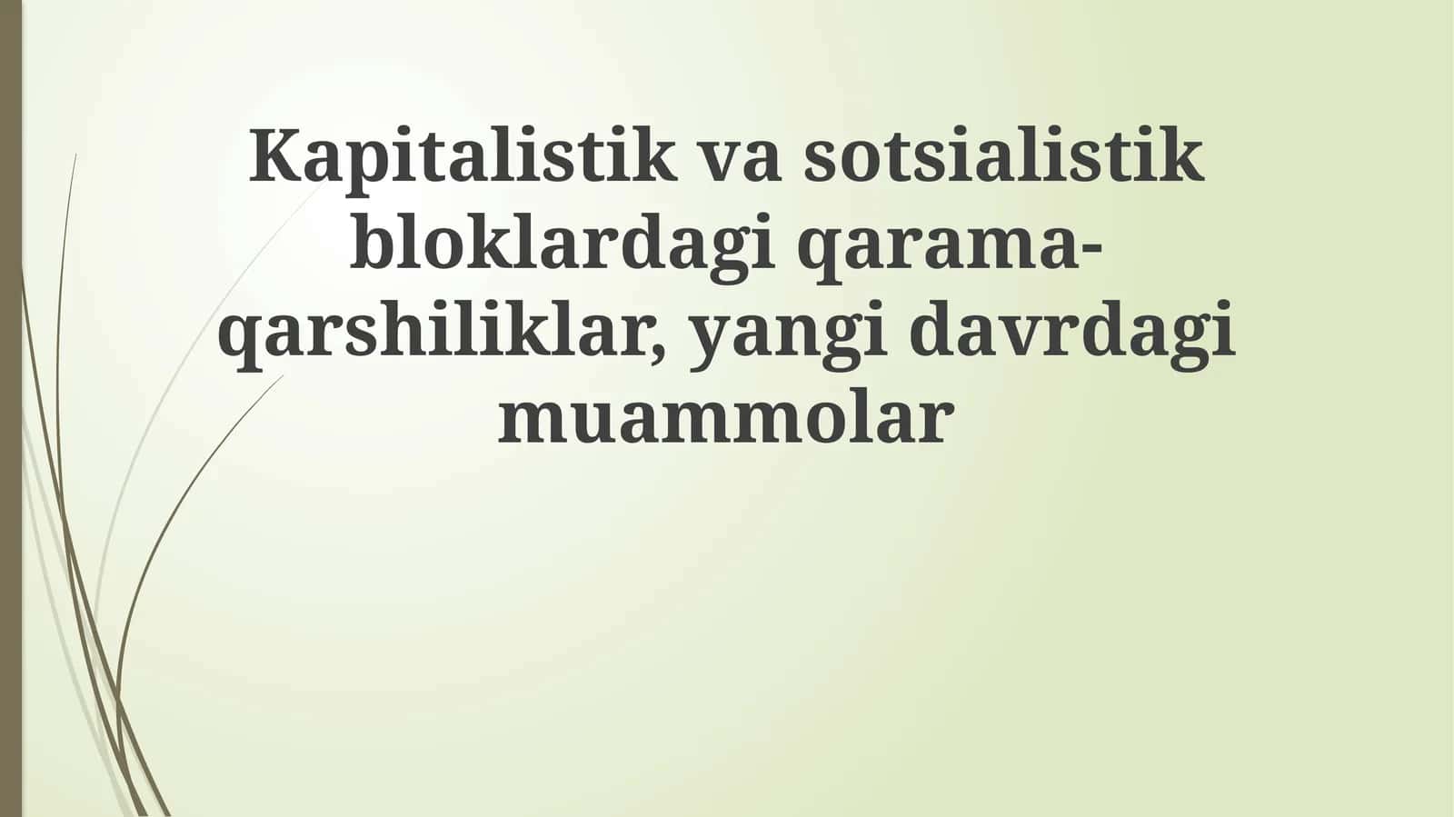 Kapitalistik va sotsialistik bloklardagi qarama-qarshiliklar, yangi davrdagi muammolar 1