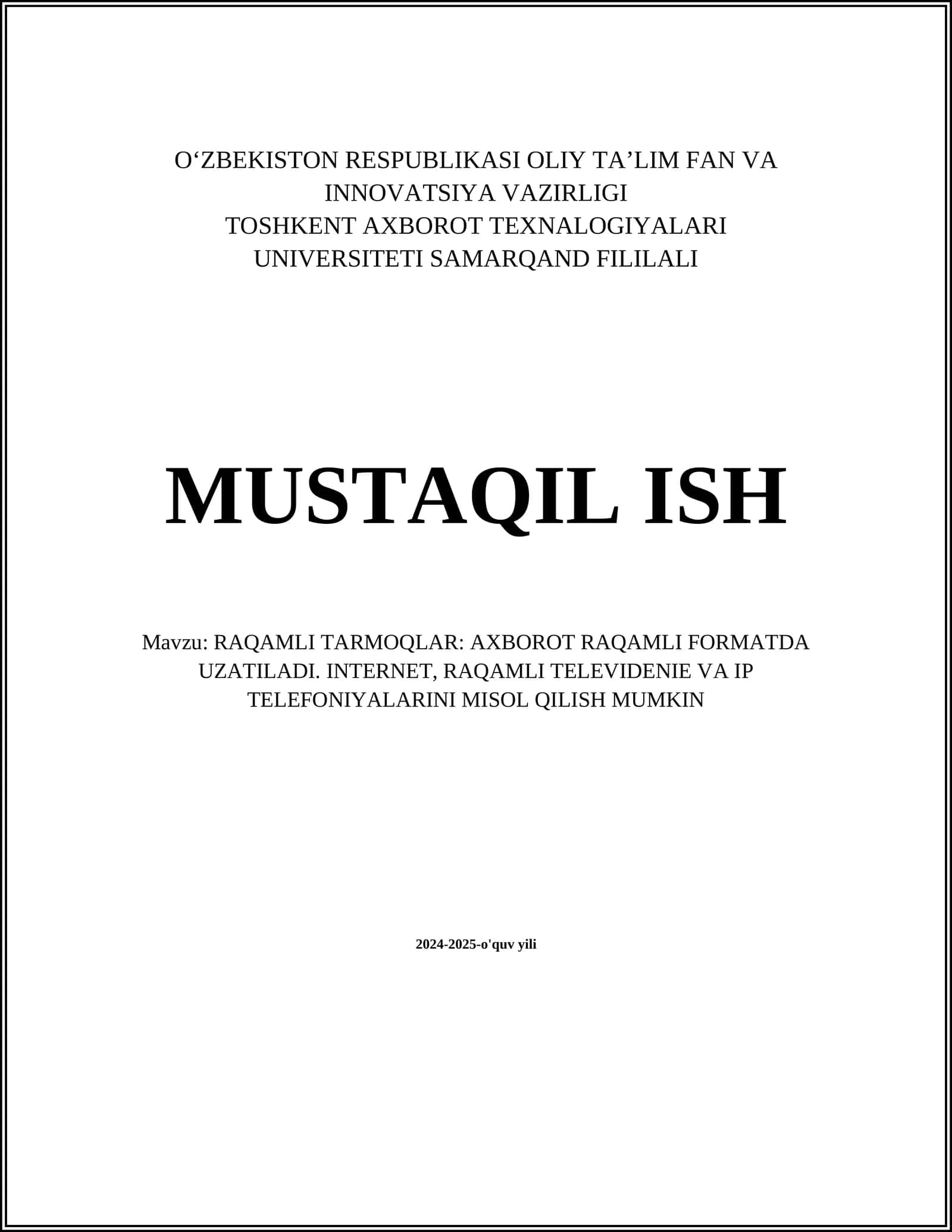 RAQAMLI TARMOQLAR TARIXI 1