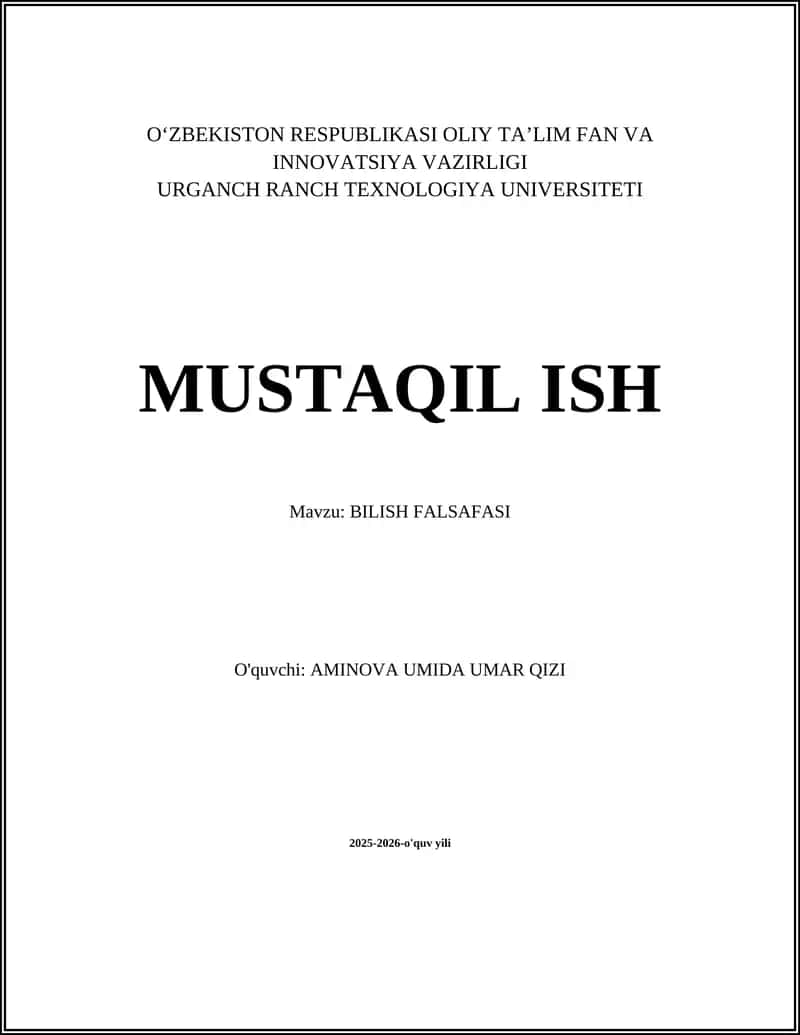 BILISH FALSAFASI 1