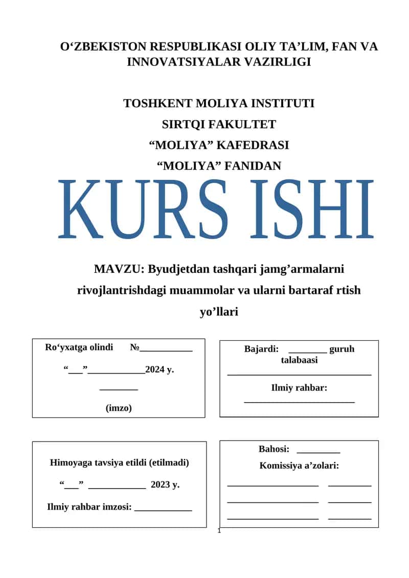 Byudjetdan tashqari jamg’armalarni rivojlantrishdagi muammolar va ularni bartaraf rtish yo’llari 1