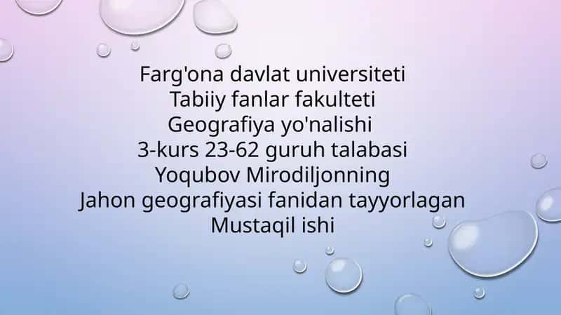 Jahon Geografiyasi dan Mustaqilishi 1