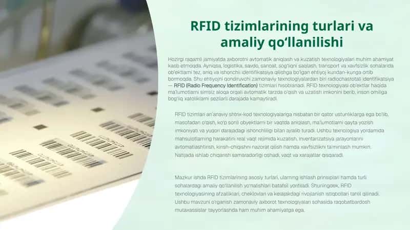 RFID tizimlarining turlari va amaliy qo‘llanilishi 1