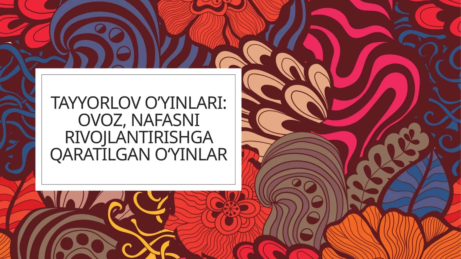 Tayyorlo o'yinlari: Ovoz, nafasni rivojlantirishga qaratilgan o‘yinlar 1