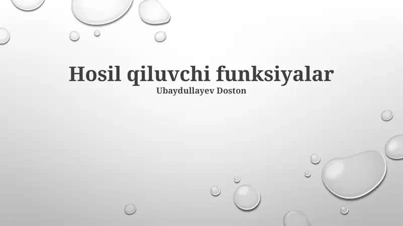 Hosil qiluvchi funksiyalar 1