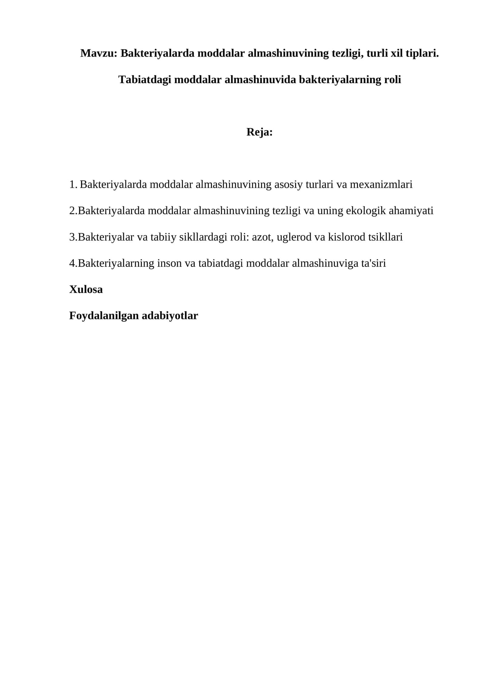Bakteriyalarda moddalar almashinuvining tezligi, turli xil tiplari. Tabiatdagi moddalar almashinuvida bakteriyalarning roli 1