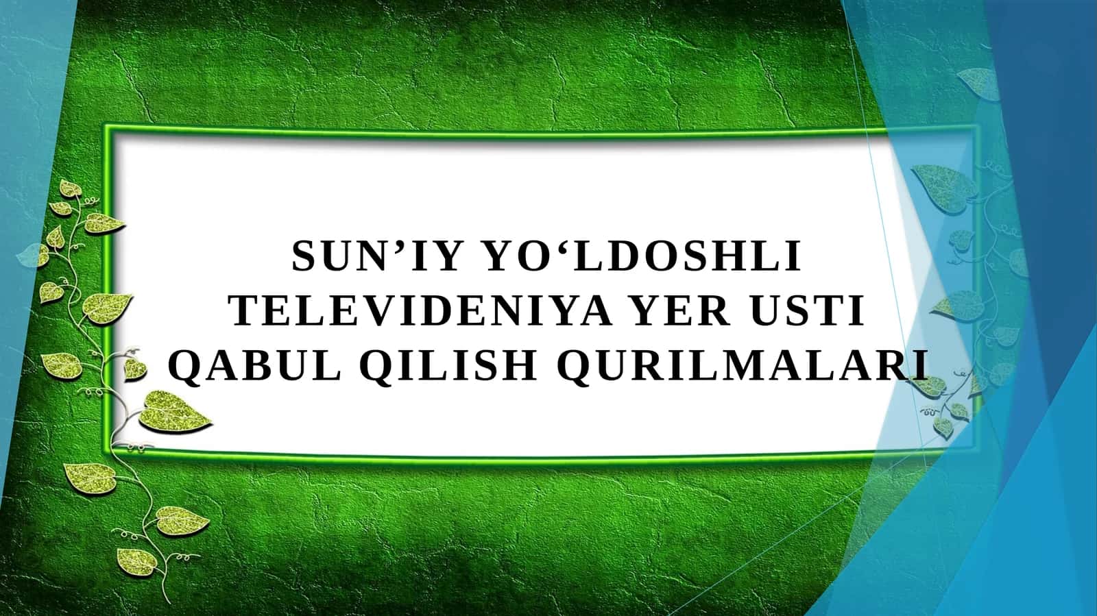 Sunʼiy yoʻldoshli televideniya yer usti qabul qilish qurilmalari 1