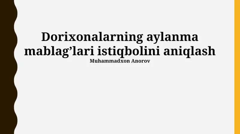 Farmatsevtika bozorida aylanma mablag'larni boshqarishning asosiy tendentsiyalari 1