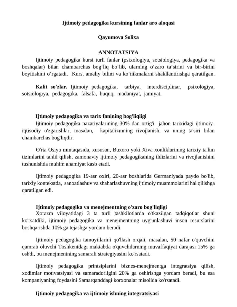 Ijtimoiy Pedagogika Kursi 1