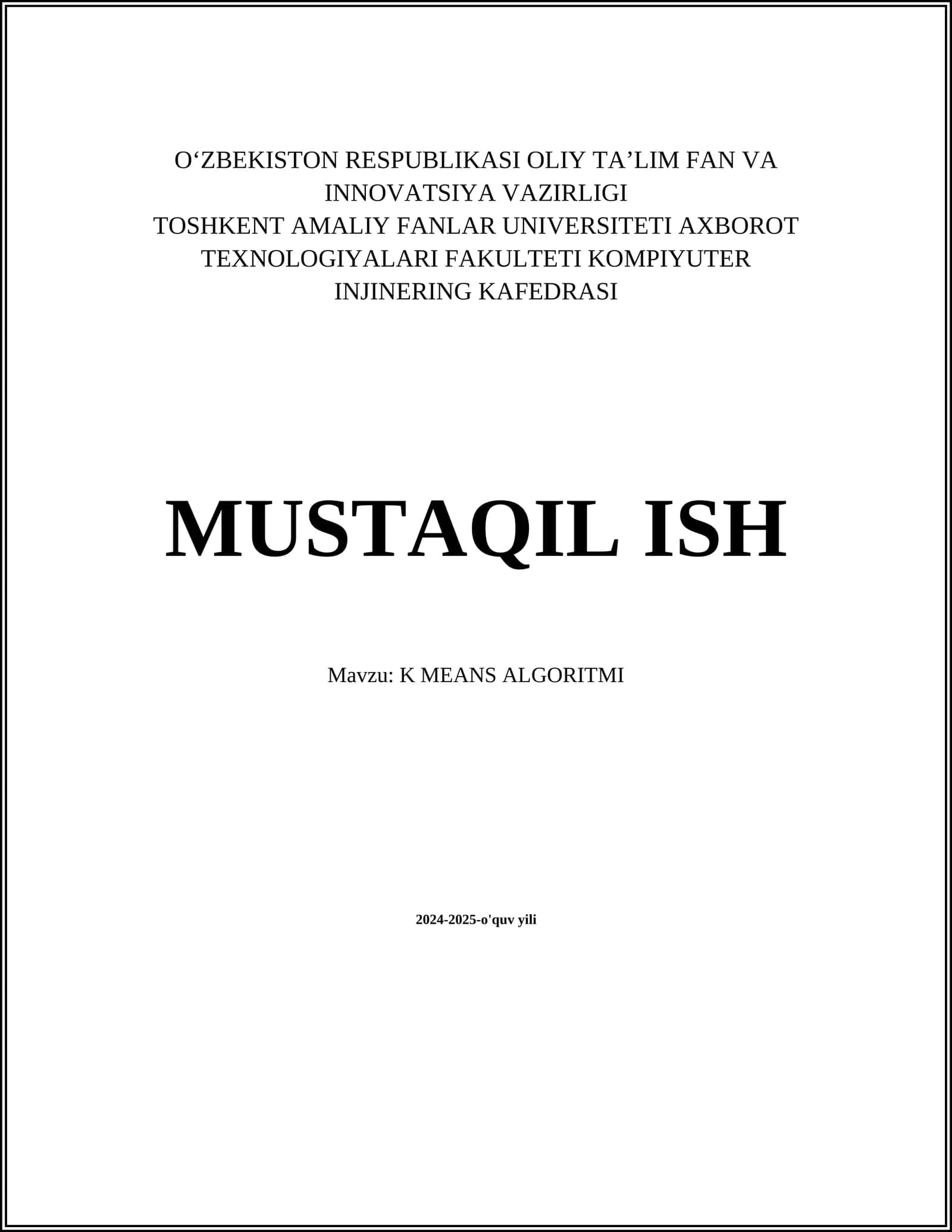 K MEANS ALGORITMI 1