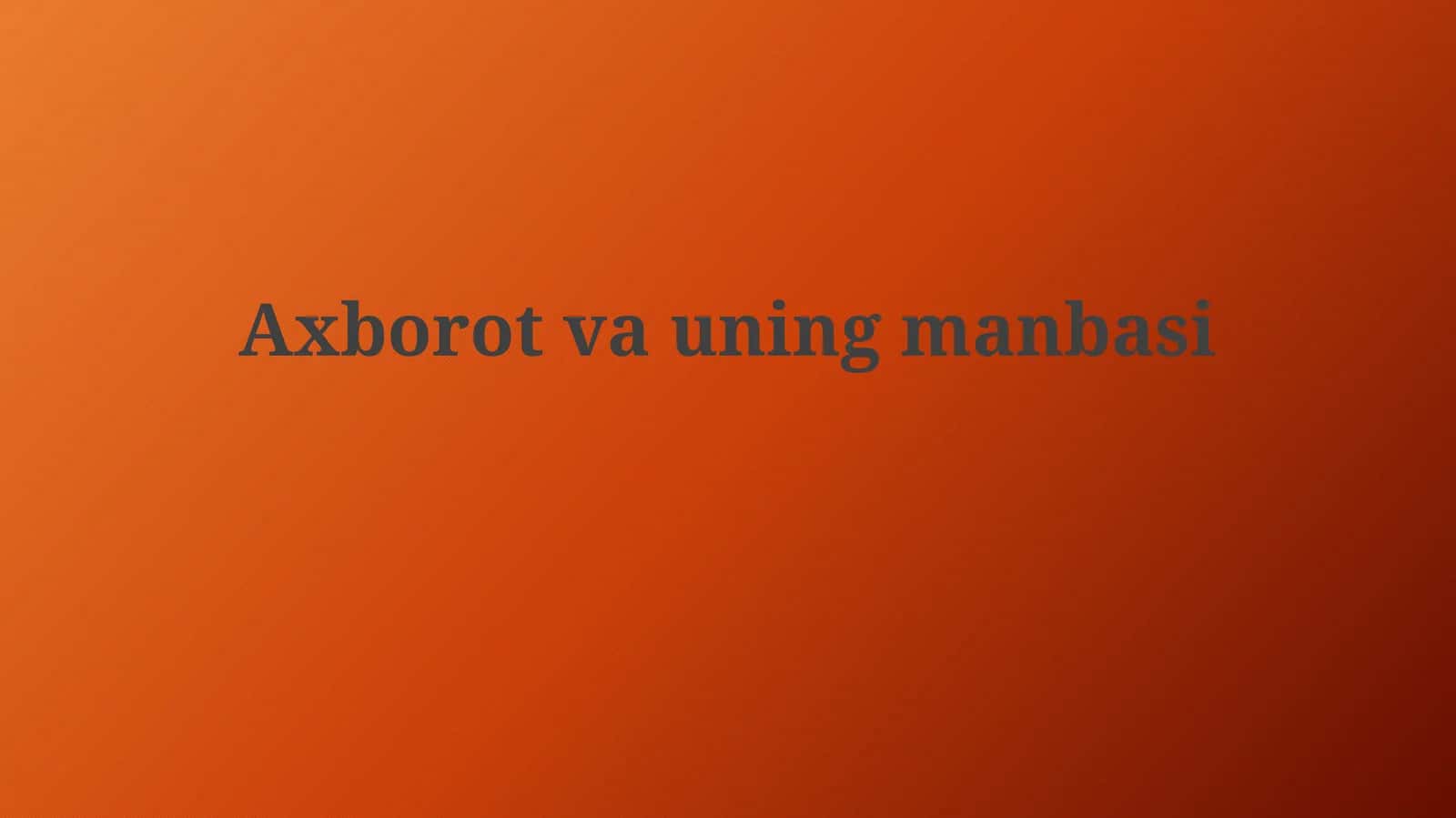 Ma'lumot manbalari turlari 1