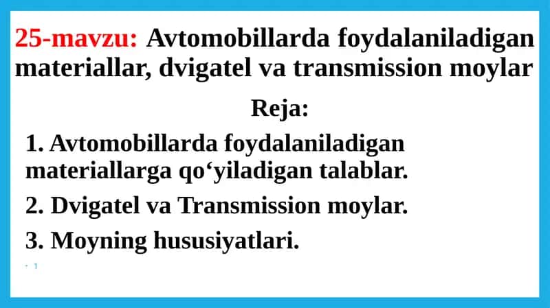 Avtomobil materiallari 1