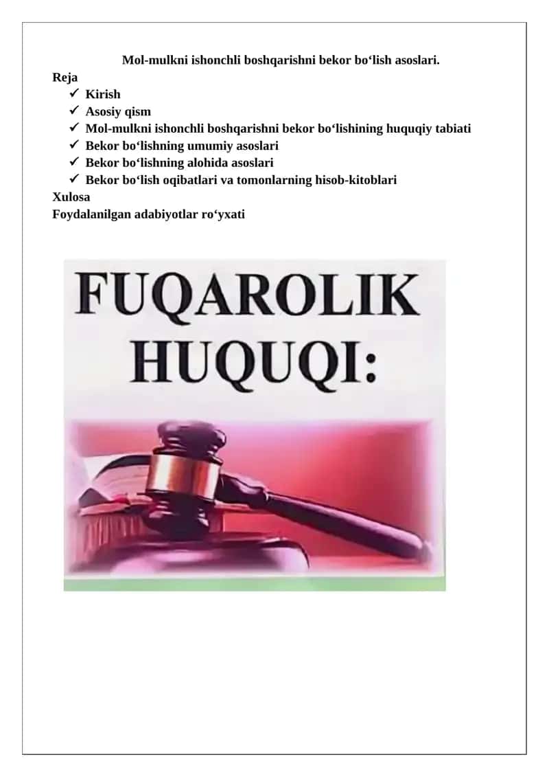Mol-mulkni ishonchli boshqarishni bekor bo‘lish 1