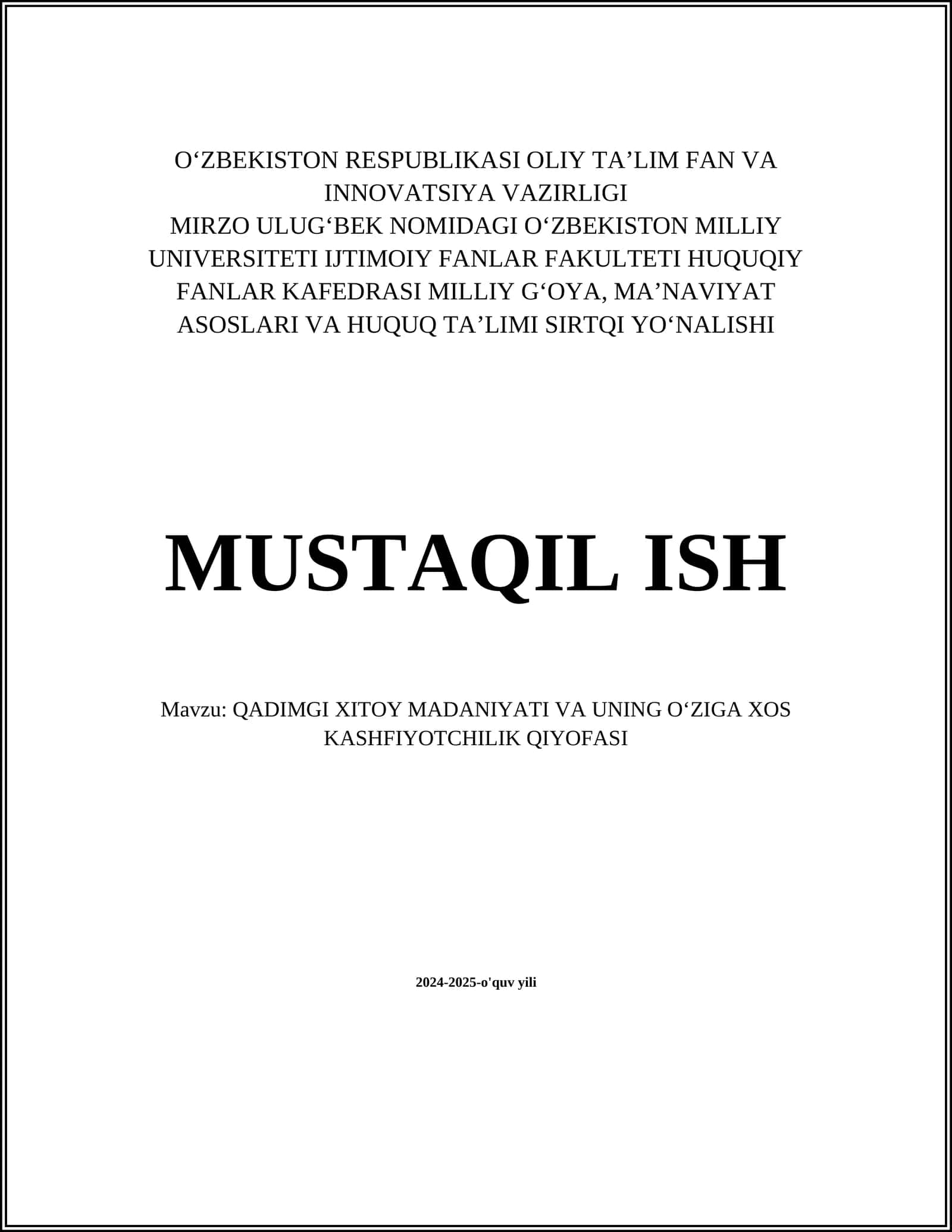 QADIMGI XITOY MADANIYATI VA UNING OʻZIGA XOS KASHFIYOTCHILIK QIYOFASI 1