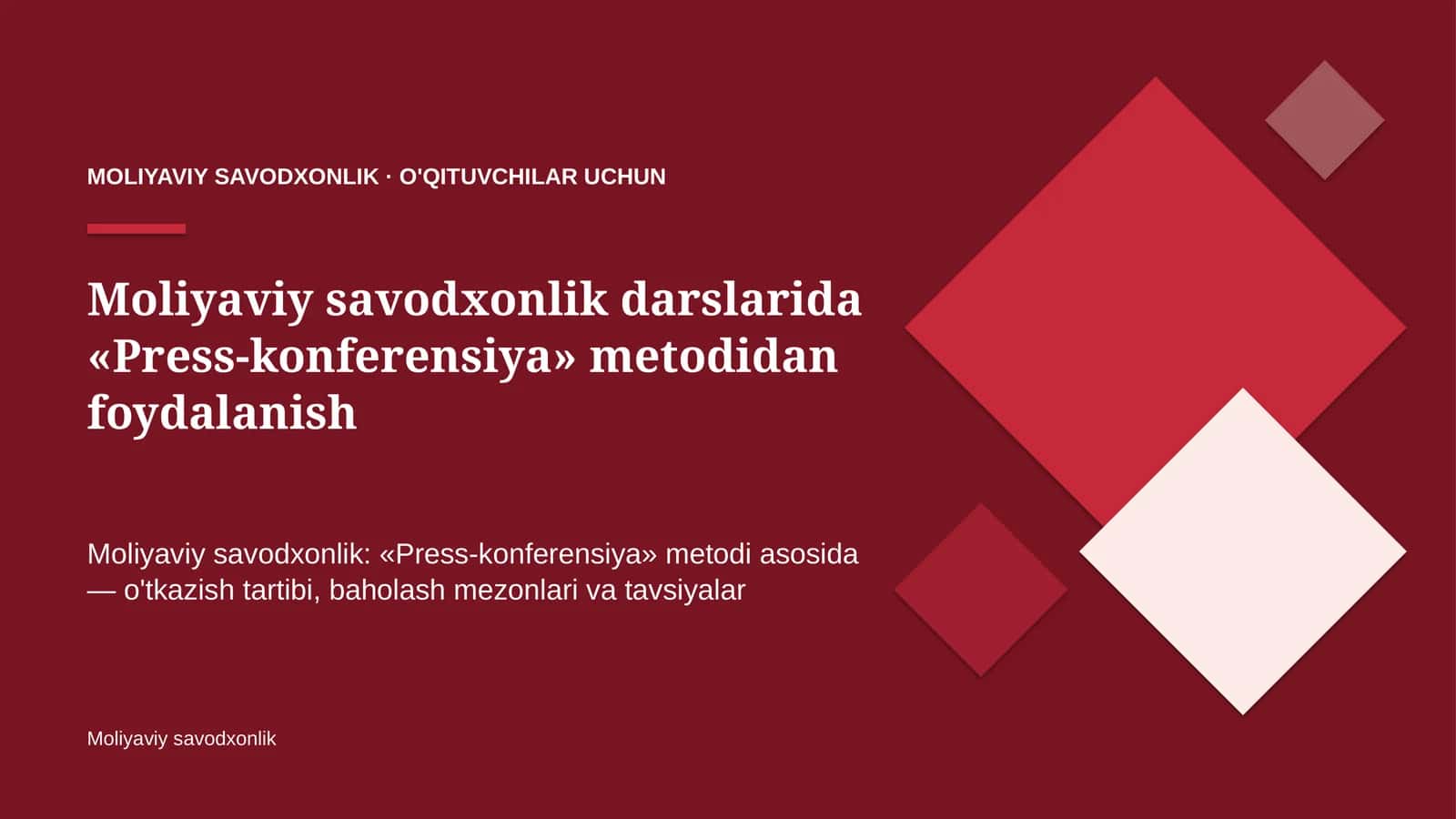 moliyaviy savodxonlik darslarida press konferensiya metodidan foydalanish 7573 1