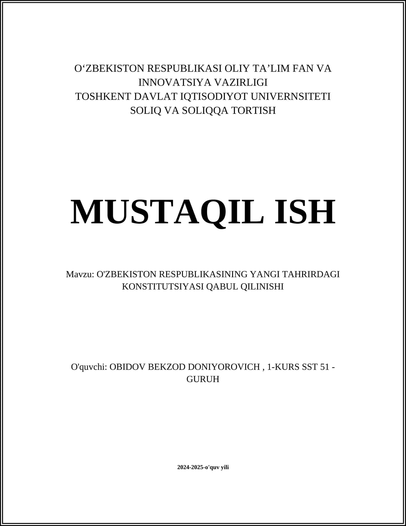 O'ZBEKISTON RESPUBLIKASINING YANGI TAHRIRDAGI KONSTITUTSIYASI QABUL QILINISHI 1