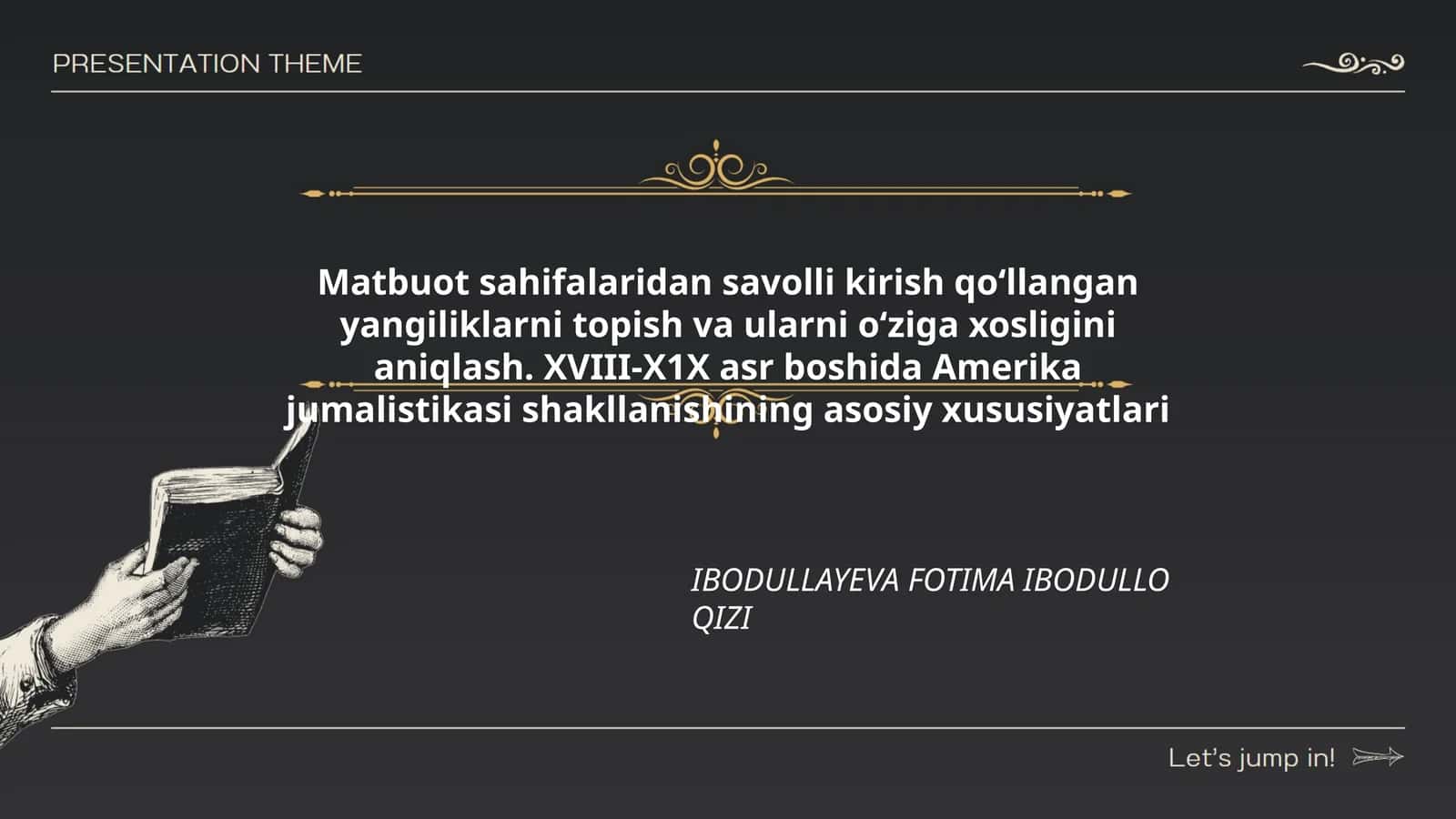 XVIII-X1X asr boshida Amerika jumalistikasi shakllanishining asosiy xususiyatlari 1