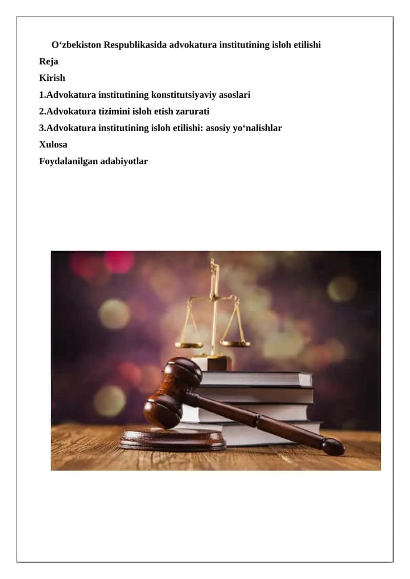 Advokatura institutining isloh etilishi 1