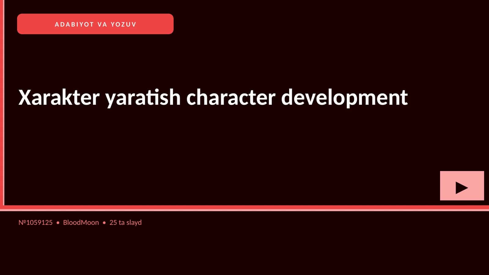 Xarakter yaratish character development 1