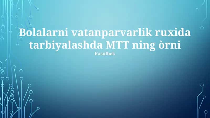 MTT tarbiyasi 1