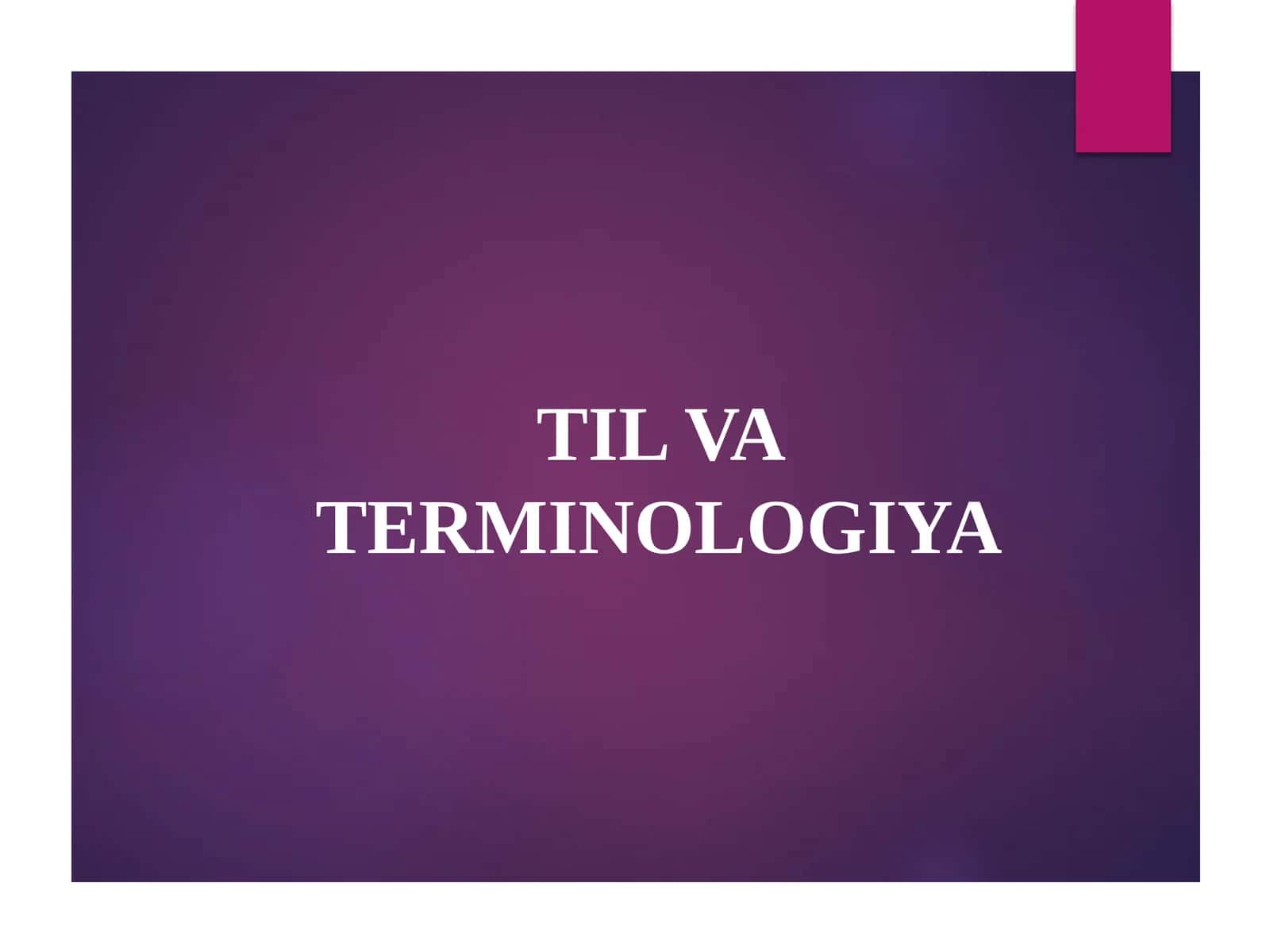 Termin va terminologiya 1