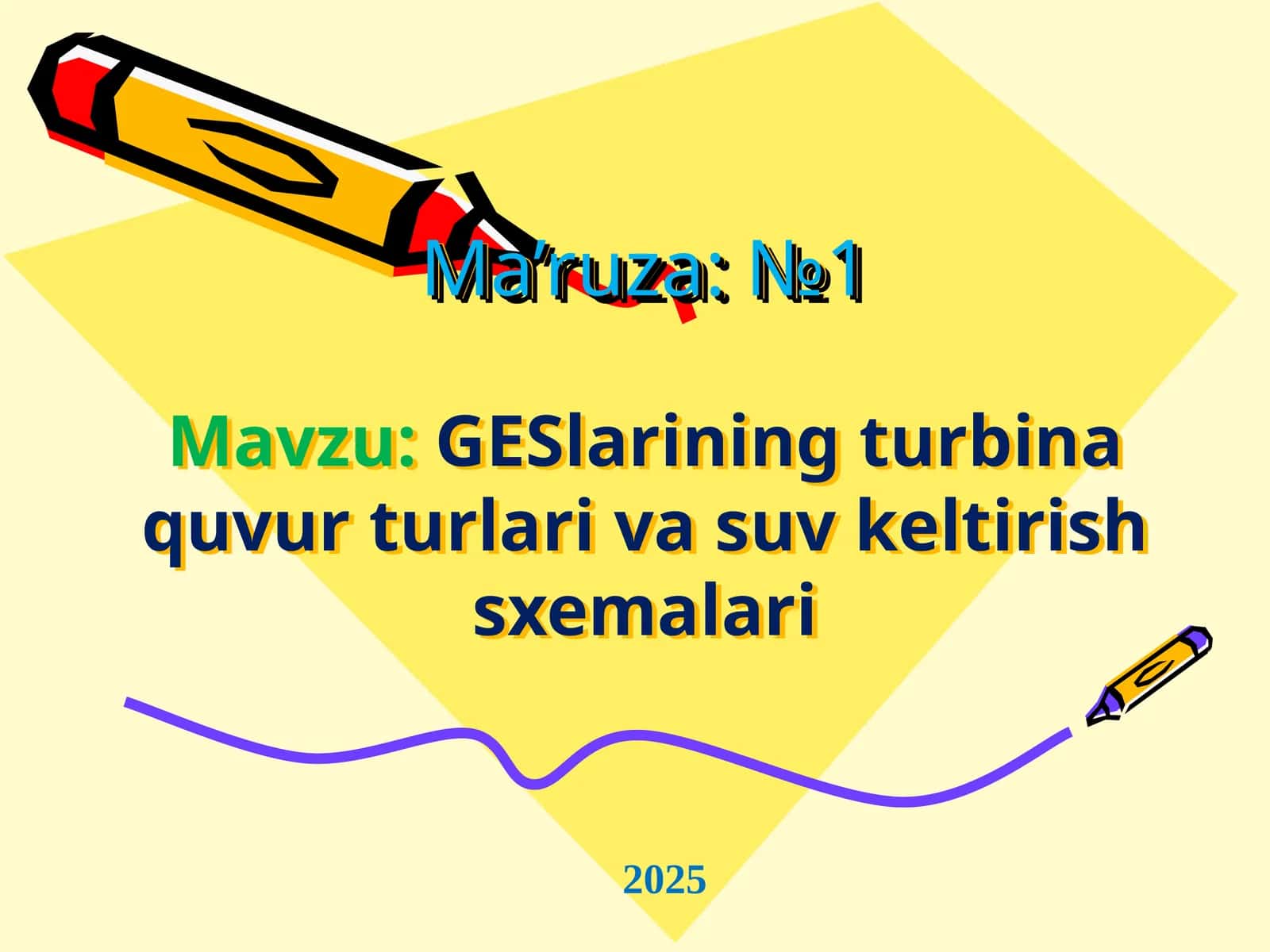 GESlarining turbina quvur turlari va suv keltirish sxemalari 1